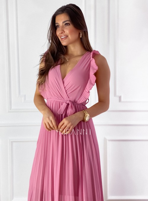 Długa plisowana sukienka Debra pink 4