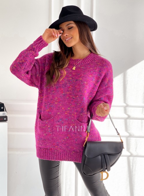 Sweter Heavy melanżowy pink