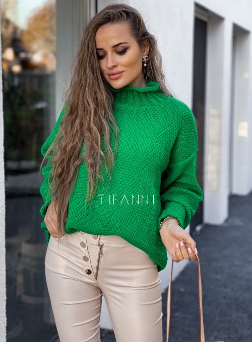 Sweter z półgolfem Picci green