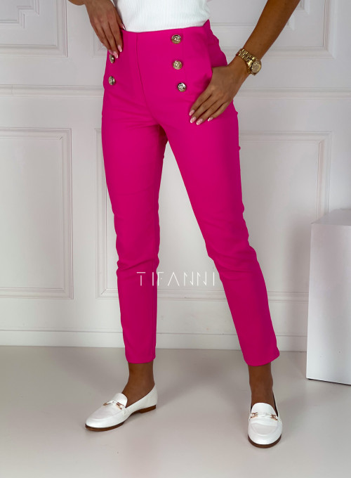 Spodnie Livardi z ozdobnymi guzikami pink marinette