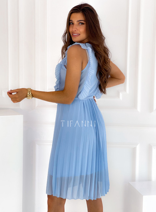 Sukienka z plisowanym dołem Irina błękitna 3