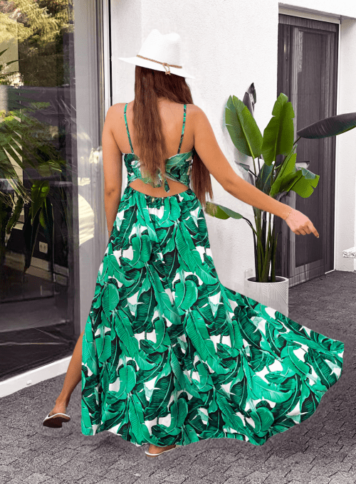 Sukienka maxi Doxa green palms 2