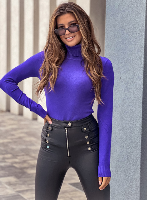Sweter golf Mati dopasowany fiolet 5