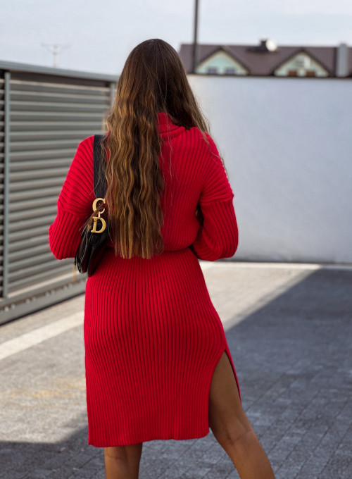 Sukienka swetrowa czerwona 2