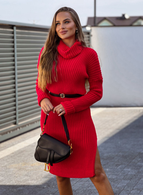 Sukienka swetrowa czerwona 4