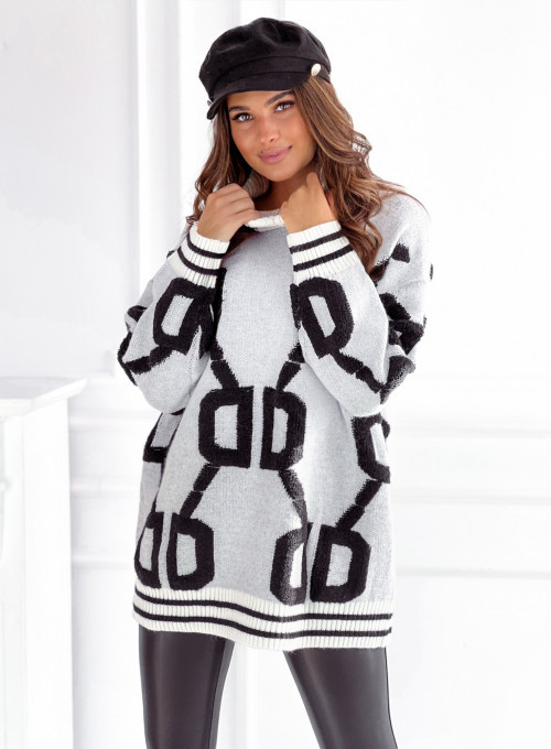 Sweter oversize Alcamo szaro-czarny