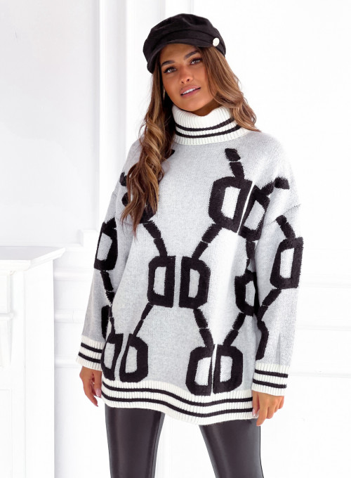 Sweter oversize Alcamo szaro-czarny 2