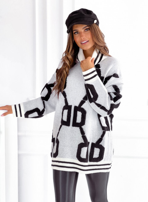 Sweter oversize Alcamo szaro-czarny 6