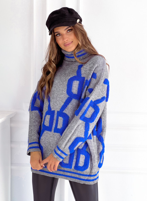 Sweter oversize Alcamo szaro-niebieski 6