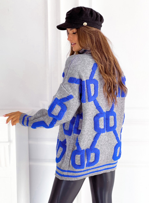 Sweter oversize Alcamo szaro-niebieski 7