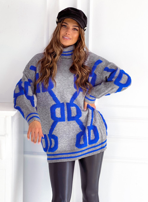 Sweter oversize Alcamo szaro-niebieski 8