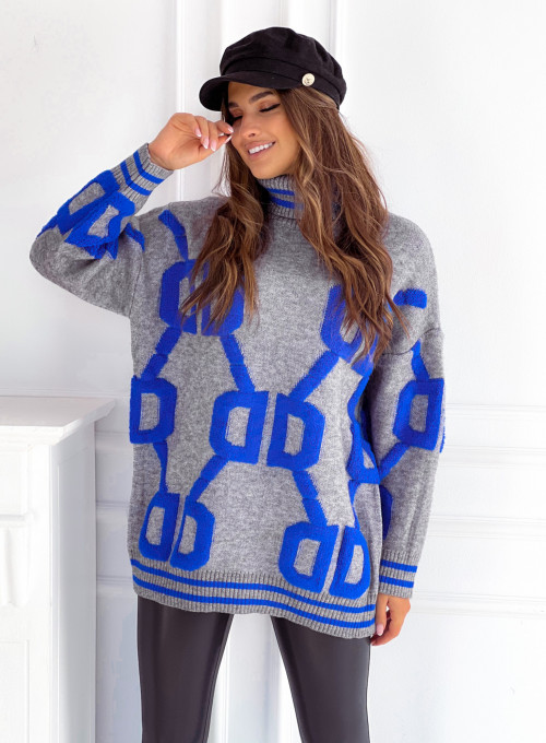 Sweter oversize Alcamo szaro-niebieski 9
