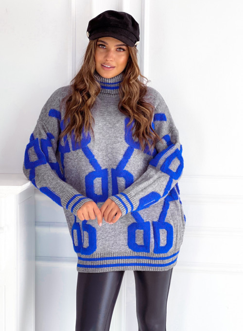 Sweter oversize Alcamo szaro-niebieski 10