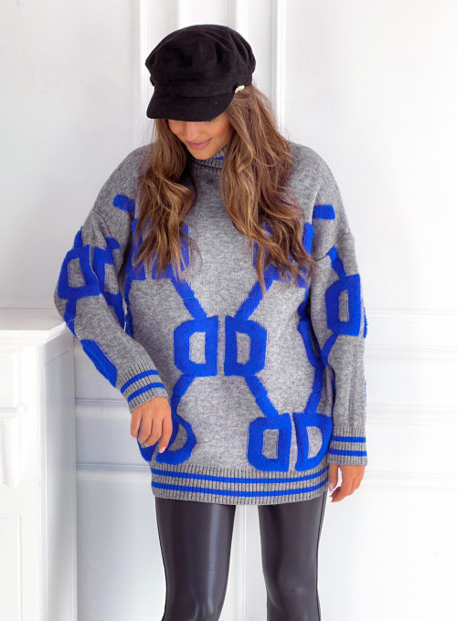 Sweter oversize Alcamo szaro-niebieski 11