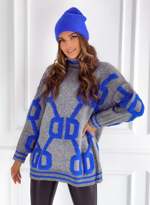 Sweter oversize Alcamo szaro-niebieski 5