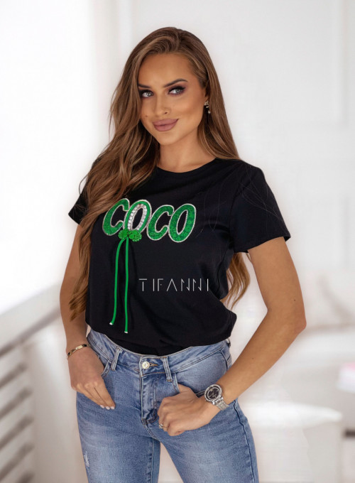 T-shirt CoCo czarno-zielona