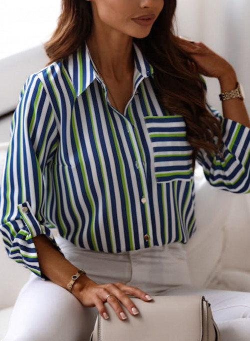 Koszula Pampi strips green 2