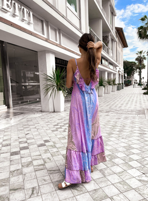 Jedwabna sukienka Minelli maxi pink&blue 3