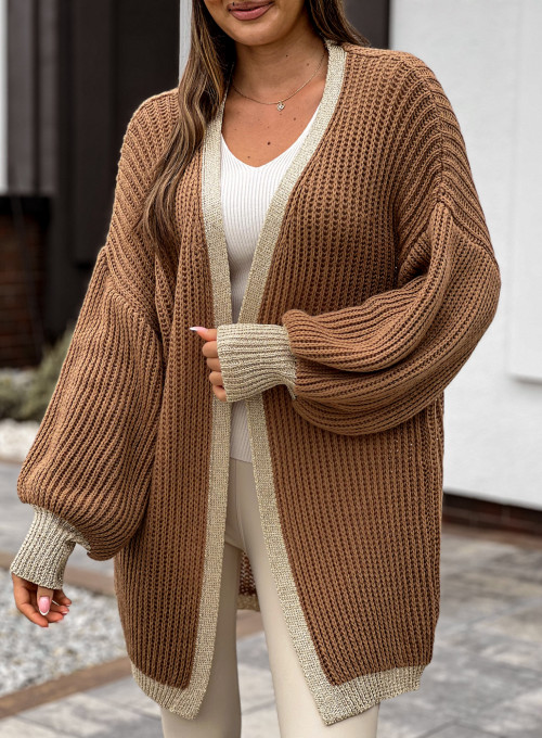 Sweter kardigan Paxi karmelowo-złoty 6