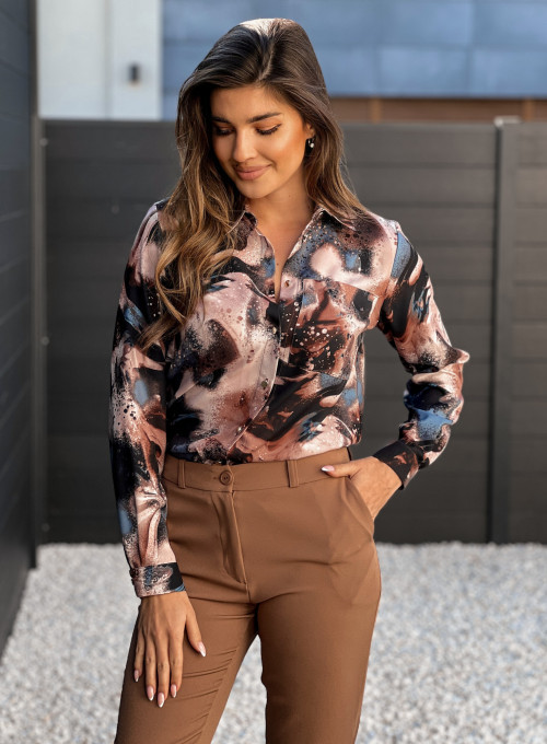 Koszula Pampi beige/black print 5
