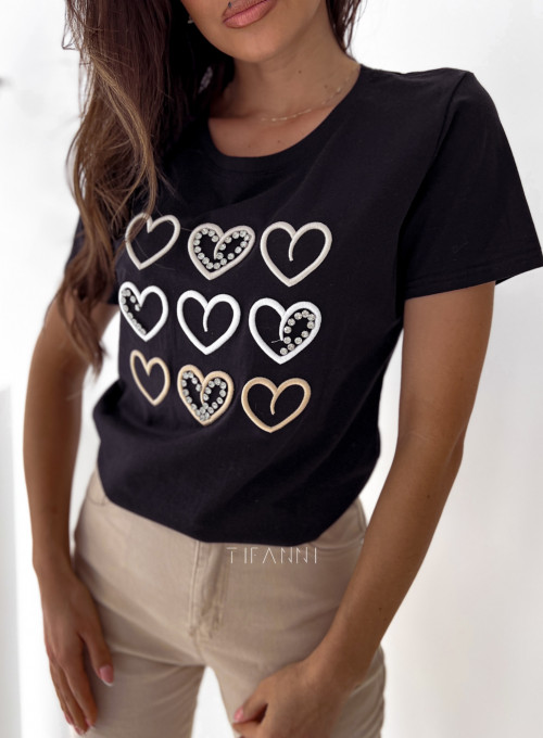 T-shirt serca czarny 1