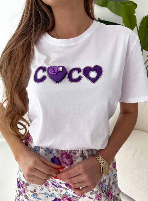T-shirt CoCo white&purple 1