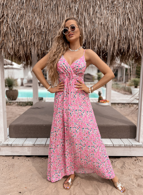 Sukienka kwiatowa Rico maxi pink print