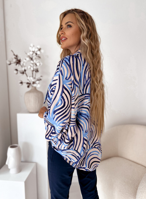 Bluzka oversize Lami blue&baige print 2