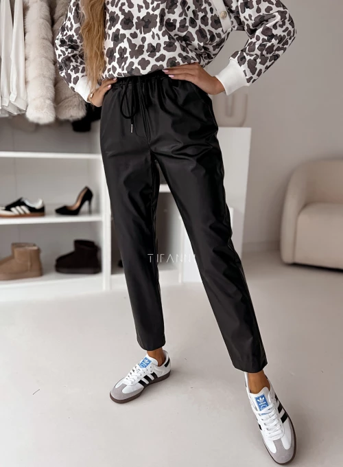 Spodnie eko skórka Blow czarne 1