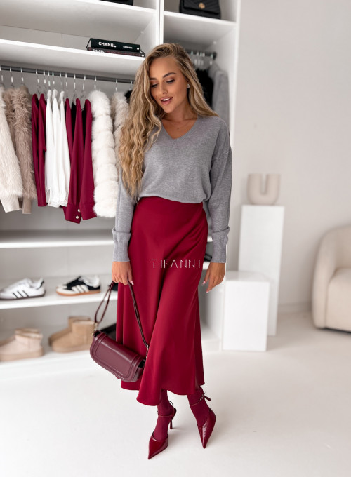 Sweter Caroline z dekoltem w szpic gray 5