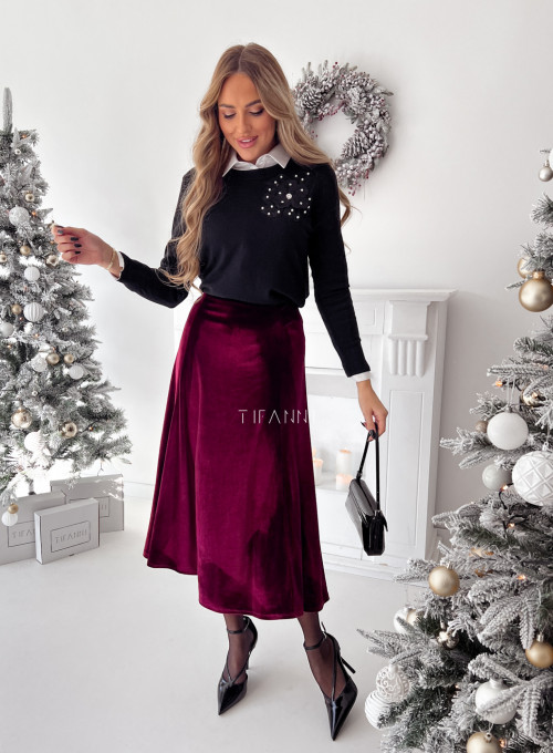 Bluzka/sweter z ozdobnym kwiatkiem Rose Black 5