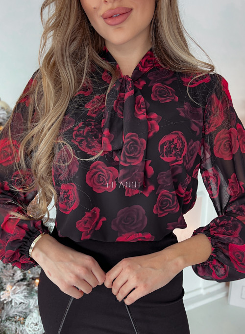 Bluzka z krawatem Parker roses print 1