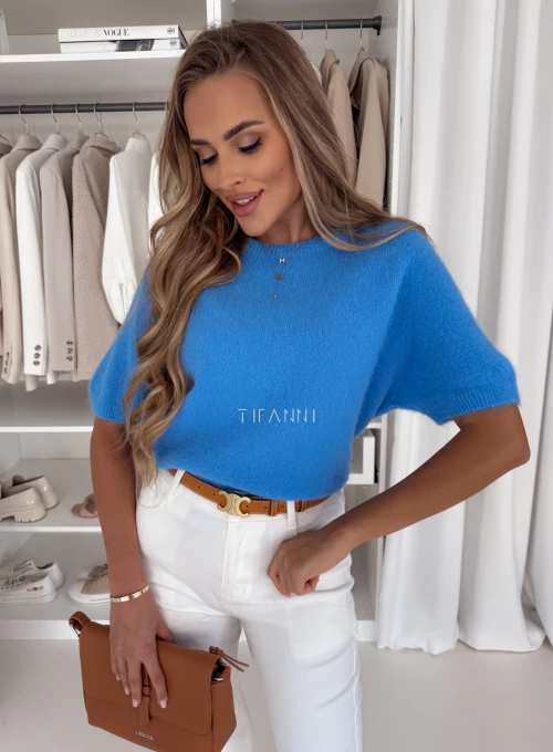 Sweter z krótkim rękawkiem niebieski Daily 4