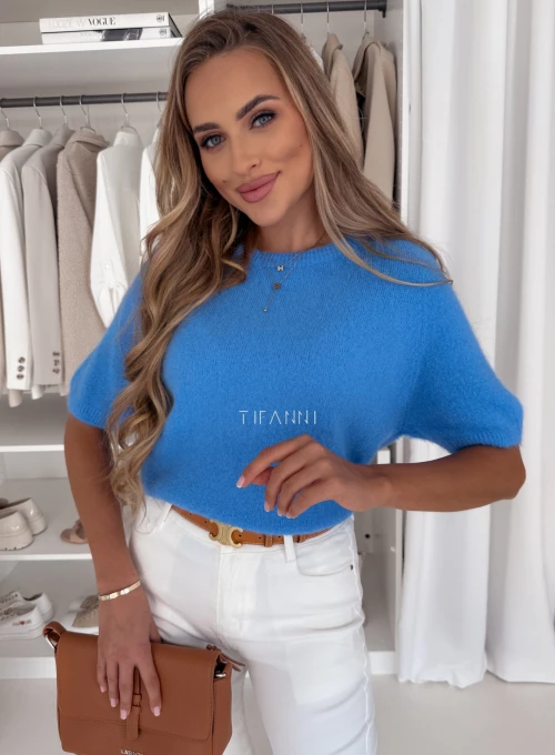 Sweter z krótkim rękawkiem niebieski Daily 6