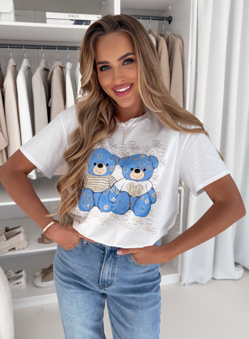 T-shirt bawełniany biały Double Bear 3