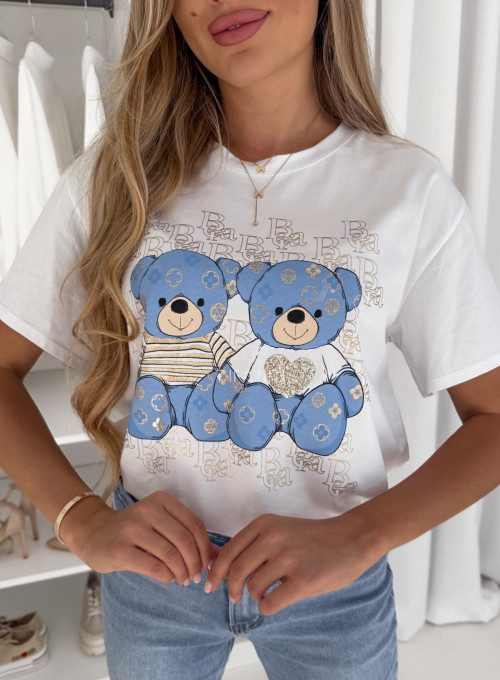 T-shirt bawełniany biały Double Bear 1