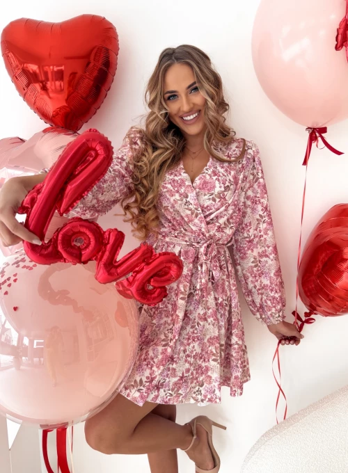 Sukienka w kwiaty różowa Paulla