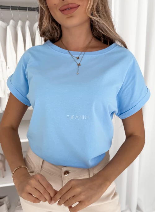 T-shirt bawełniany Błękitny Selen 5