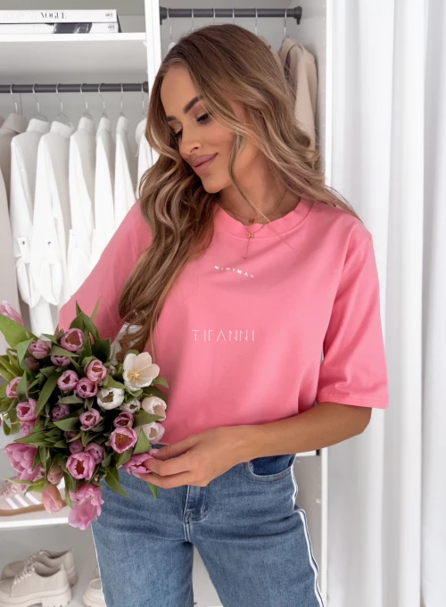 T-shirt bawełniany różowy Minimal 1