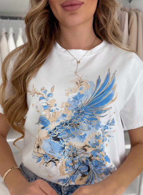 T-shirt bawełniany biały Bird 1