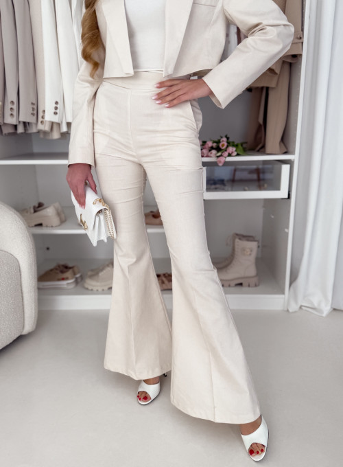 Spodnie dzwony kremowe Slay Wmns 2