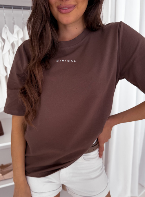 T-shirt bawełniany czekoladowy Minimal 5