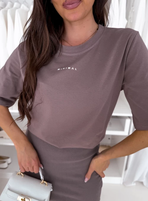 T-shirt bawełniany latte Minimal 1
