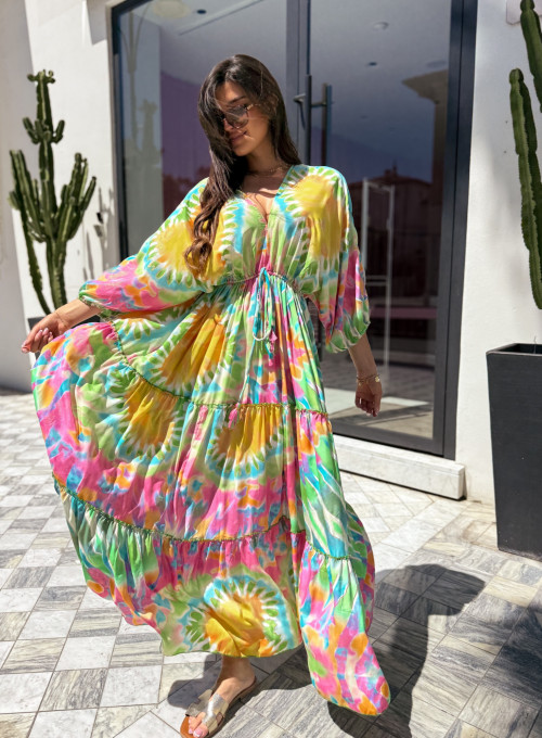 Sukienka Jedwabna maxi color print Agnes 2