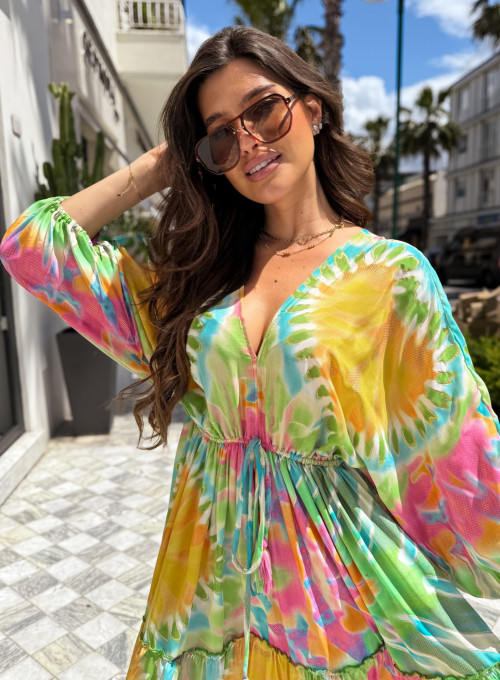 Sukienka Jedwabna maxi color print Agnes 3