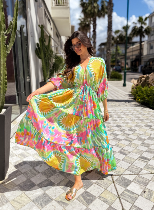 Sukienka Jedwabna maxi color print Agnes 4