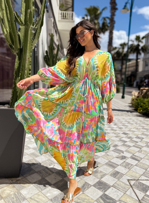 Sukienka Jedwabna maxi color print Agnes 6