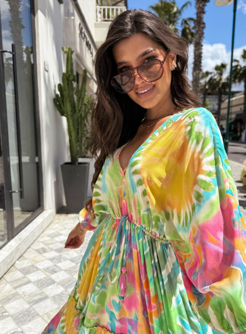 Sukienka Jedwabna maxi color print Agnes 7