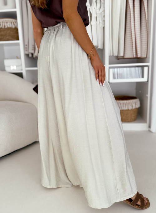 Spodnie wiskozowe wide leg z paskiem buttercream lucas 5
