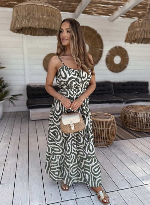 Sukienka z wiskozy khaki Gold Loni 2